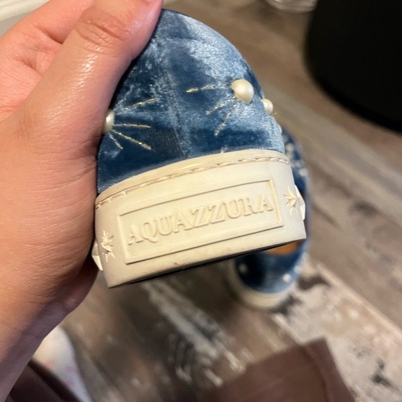 Aquazzura Ocean Blue Cosmic Pearls Slip-on Sneakers - Picture 7 of 10